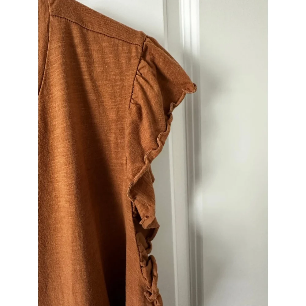 Maurices Brown Ruffle Short Sleeve Tee Plus Size 3X - Picture 4 of 5